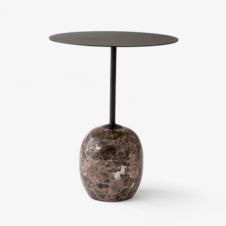 Round Metal Table Marble Pedestal Base Medieval Modern Style Side Table