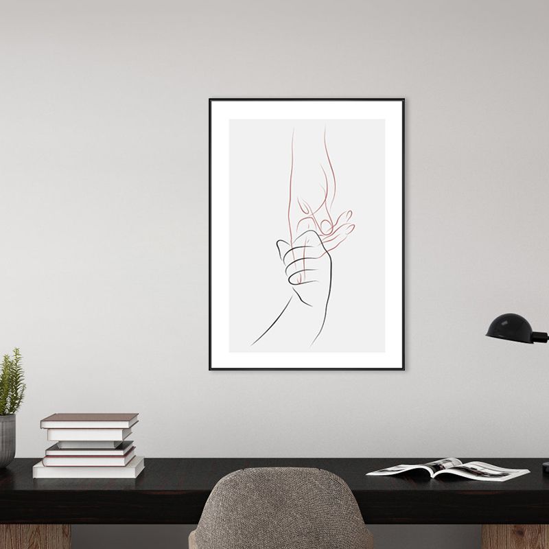 Holding Hands Pattern Canvas Textured Minimalism Style for Bedroom Wall Art Decor