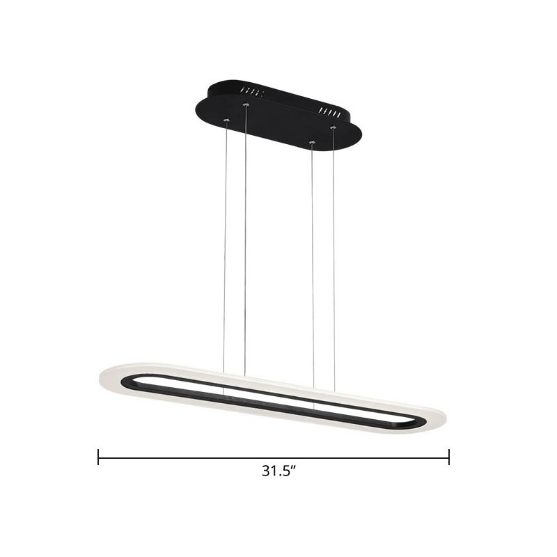 Acrylic Oblong LED Suspension Light Fixture Minimalist Style Hanging Lamp over Island