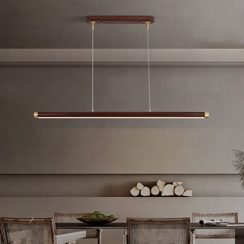 Modern Pendant Lighting Island Spherical Hanging Island Light Wood 1-Light