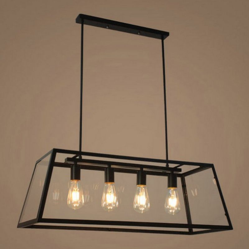 Industrial Trapezoid Island Pendant Lights Metal Multiple-Light Island Lighting