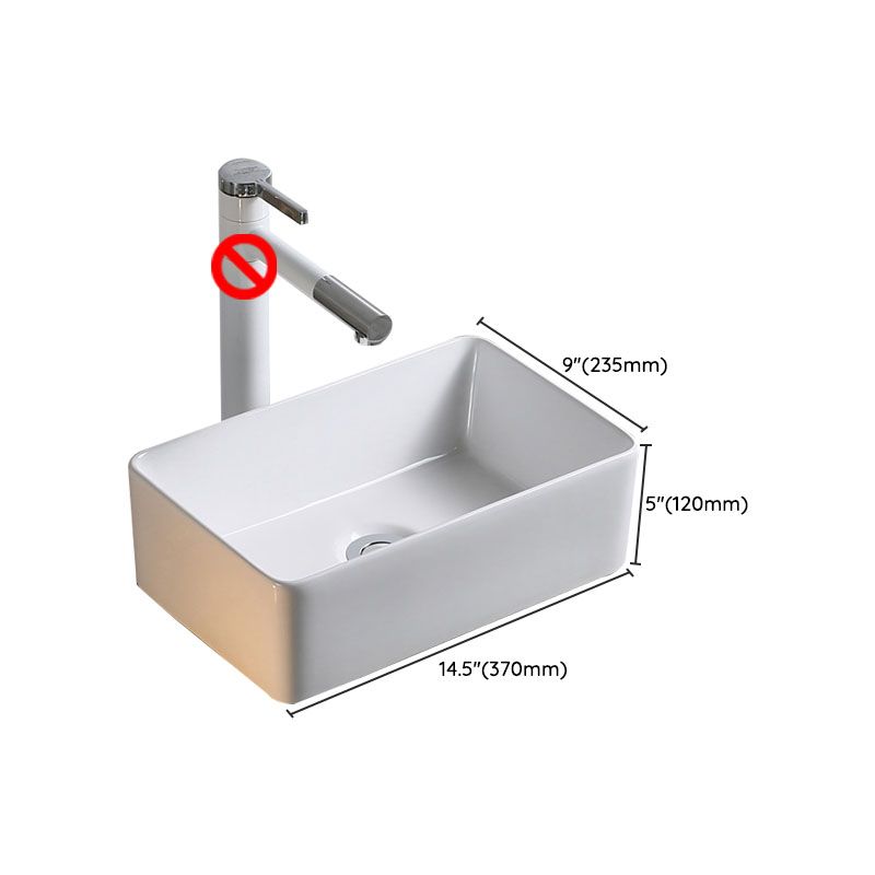 Modern Bathroom Sink Porcelain Rectangle Bathroom Sink in White(Not Including Faucet)