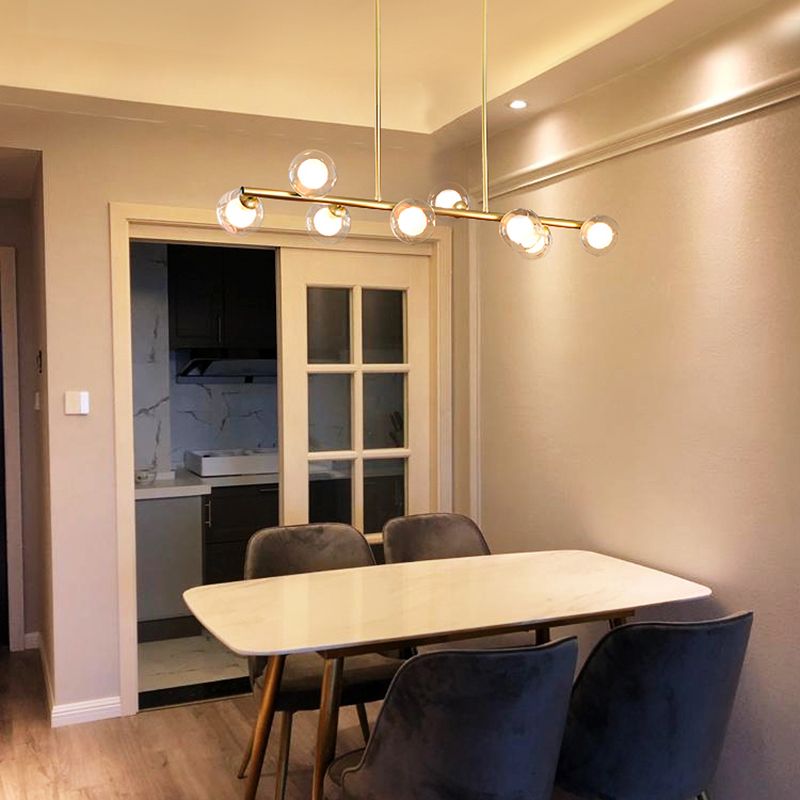 Orb Glass Shade Island Light Fixture Modern Style Metal Hanging Ceiling Lamp for Kitchen Dining Room