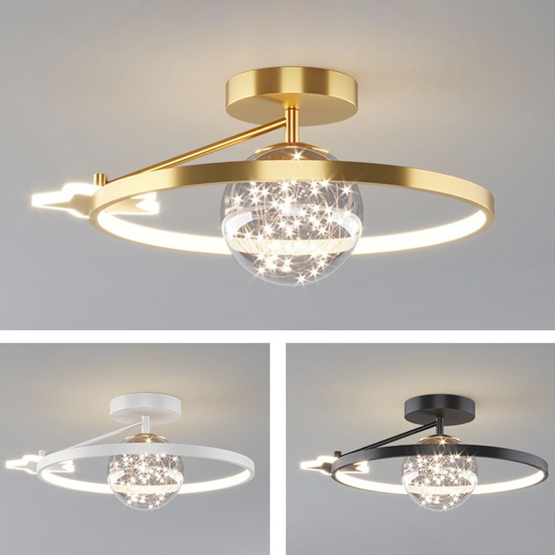 Ring Semi Flush Mount Light Fixture Modern Simplicity Ceiling Mount Light Fixture for Bedroom
