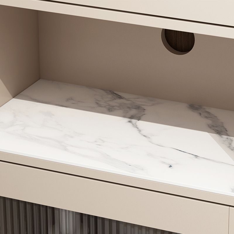 Modern Wooden Storage Cabinet with 2 Storage Shelf and Glass Paned