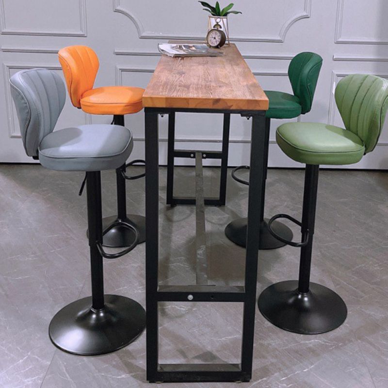 Contemporary Bar-stool Liftable Leather Counter Bar Stool with Metal Legs