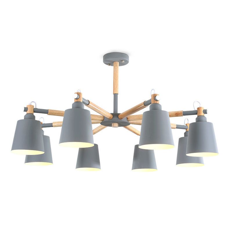 Nordic Colorful Chandelier Metal Wood Pendant Lighting Fixtures for Living Room
