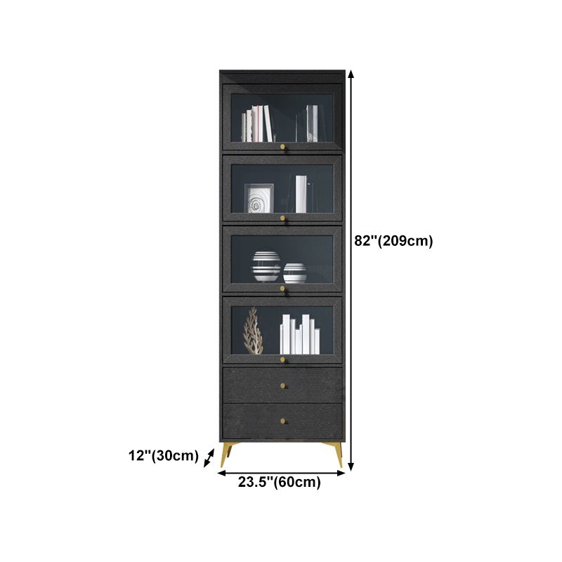 Modern Style Bookcase Standard Closed Back Wooden Bookshelf with Doors