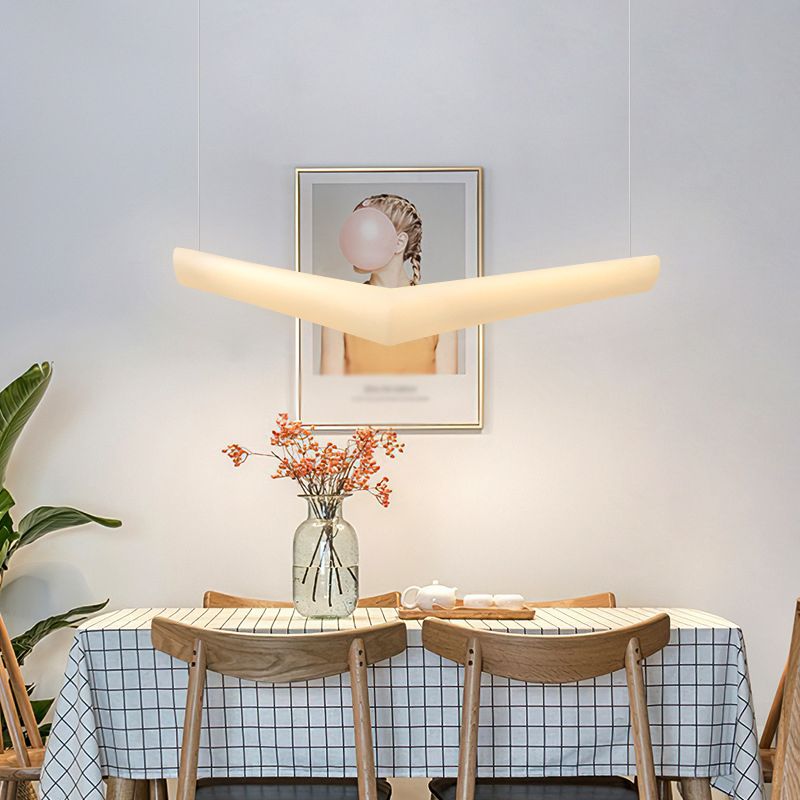 V Shape Island Light Minimalist Led colgante de plástico para comedor para el comedor