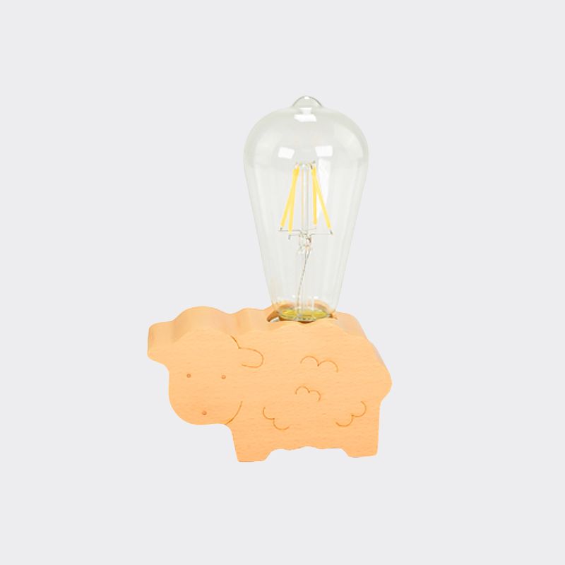 Lampe de lecture de bulbe unique moderne avec une nuance en verre mouton beige / éléphant / vache petite lampe de bureau pour chambre à coucher