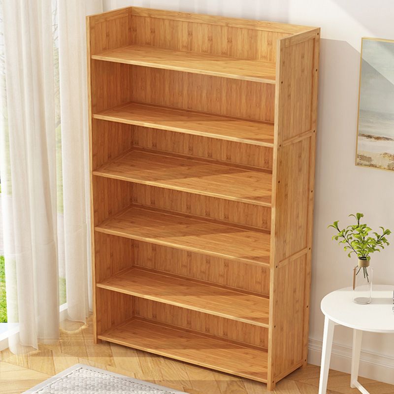 Modern Vertical Wood Book Shelf Brown Closed Back Shelf Bookcase for Study Room