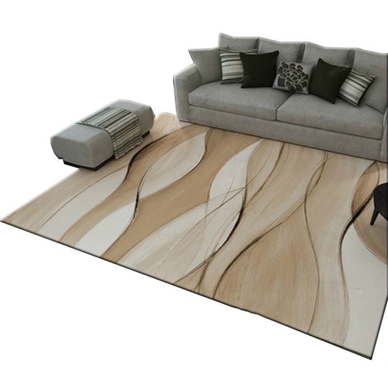 Relaxing Stripe Printed Rug Multi Colored Polypropylene Carpet Non-Slip Backing Washable Indoor Rug for Bedroom