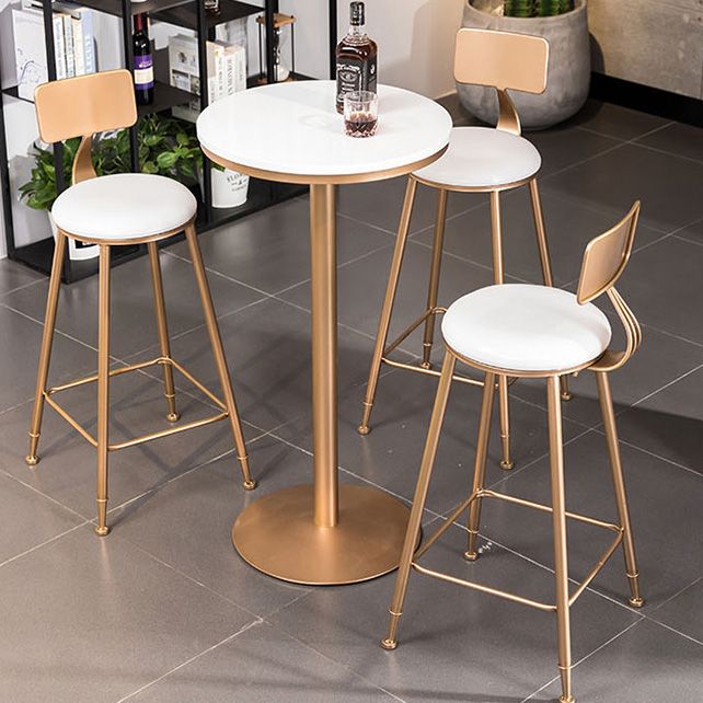 Scandinavian Coffee Shop Counter Stools Footrest Metal Backrest Gold Frame Bar Stool