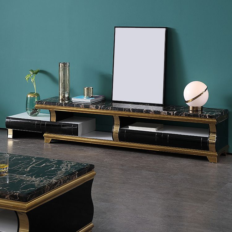 Marble TV Media Stand Contemporary Stand Console with Drawers