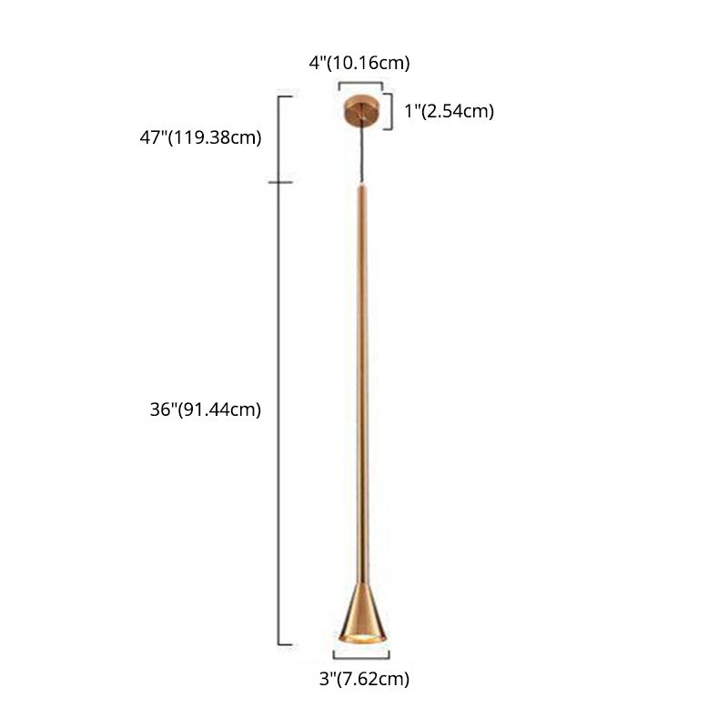 Postmodern Minimalist Conical Pendant Lamp Metallic Kitchen Bar LED Suspension Light