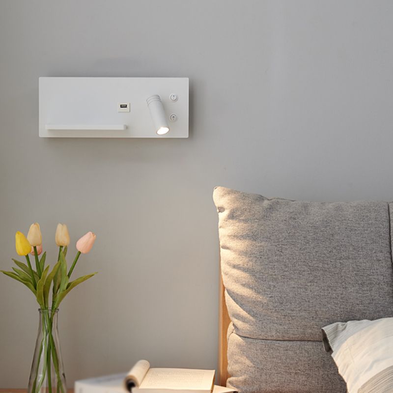 2 Lights Square Reading Wall Lighting Modern Style Metal Wall Mounted Light Fixture