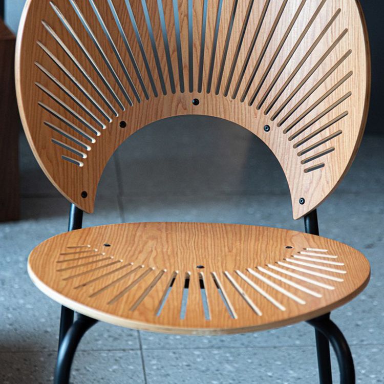 Metal Base Dining Chairs Industrial Style Open Back Armless Chair