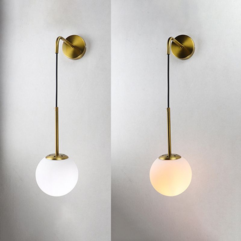 Modernism Simplicity Glass Wall Lamp Adjustable Suspension Wire Design Single Bulb Orb Sconce Light for Bedroom