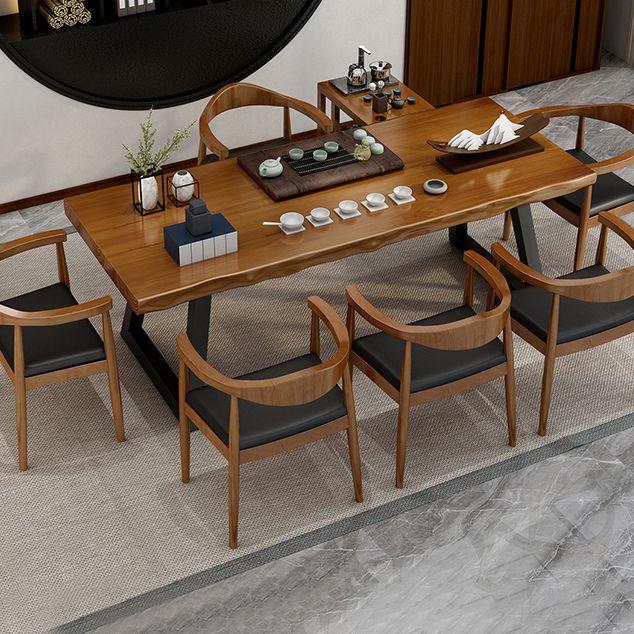 Solid Wood Writing Desk Brown Modern Style Meeting Office Desk