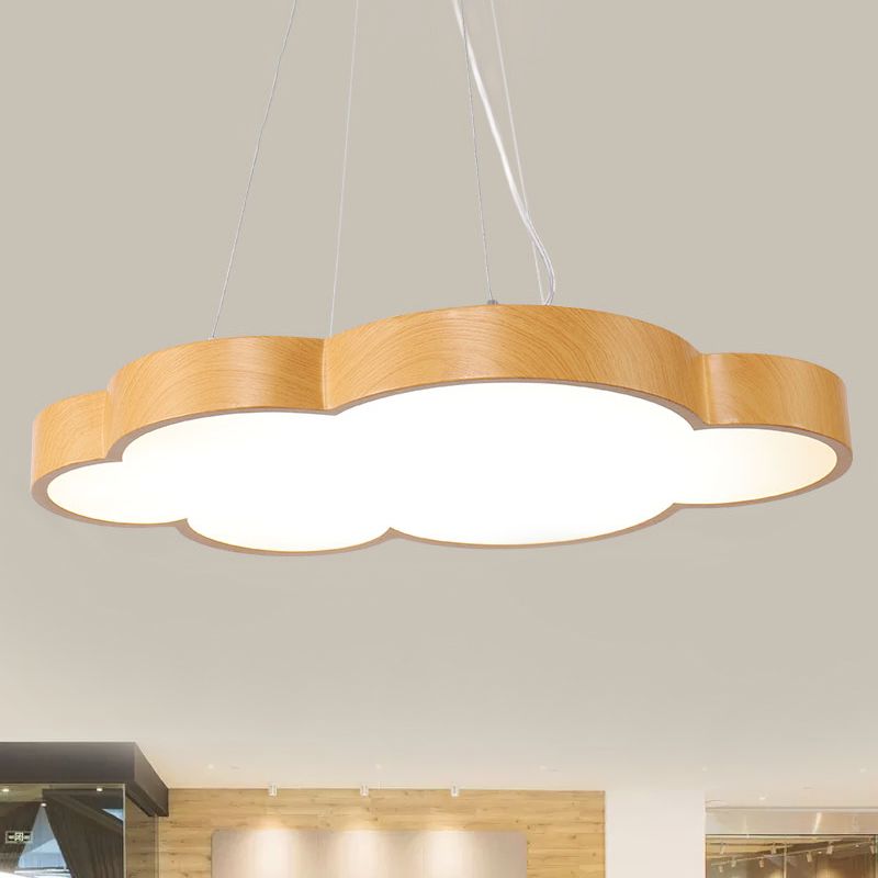 Kids Slim Cloud Pendant Light Acrylique Hanging Light en beige pour la salle de jeux