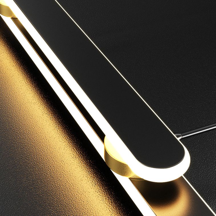 Accesorio de iluminación de lámpara de metal lineal estilo led isla negra led lámpara de techo de techo