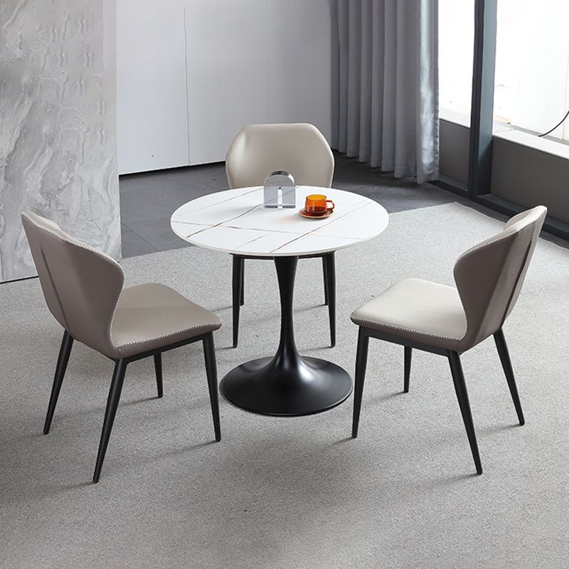 Wingback Side Chairs Faux Leather Kitchen Dining Armless Chairs