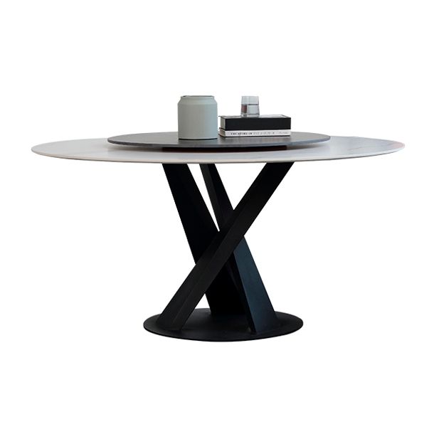 Contemporary Sintered Stone Table Standard Round Dining Table with Pedestal Base