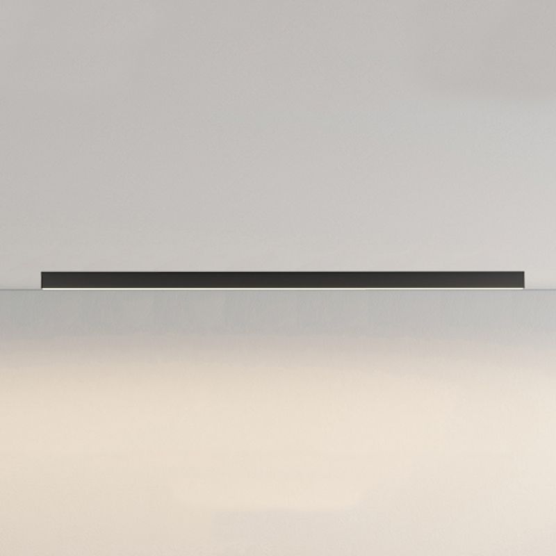 Metal Linear Shape Flush Ceiling Light Modern Style 1 Light Flush Mount Lighting in Black