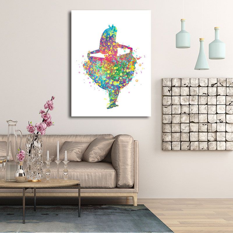 Kids Style Dancer Canvas Art Multicolored Textured Wall Decoration for Living Room