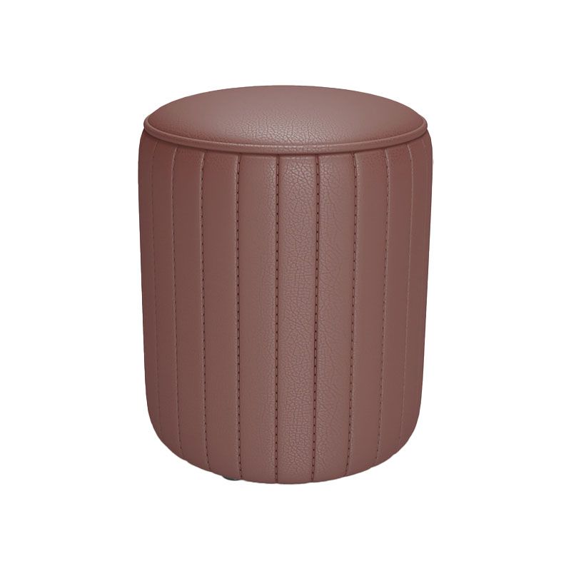 Solid Color Leather Standard Stool Modern Style Simple Round Cushion Stool