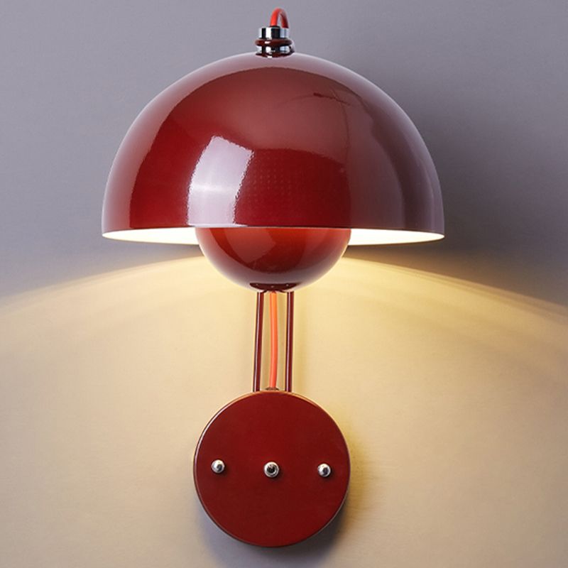 1-Light Wall Lamp Macaron Wall Mount Lamp with Metal Shade for Bedroom