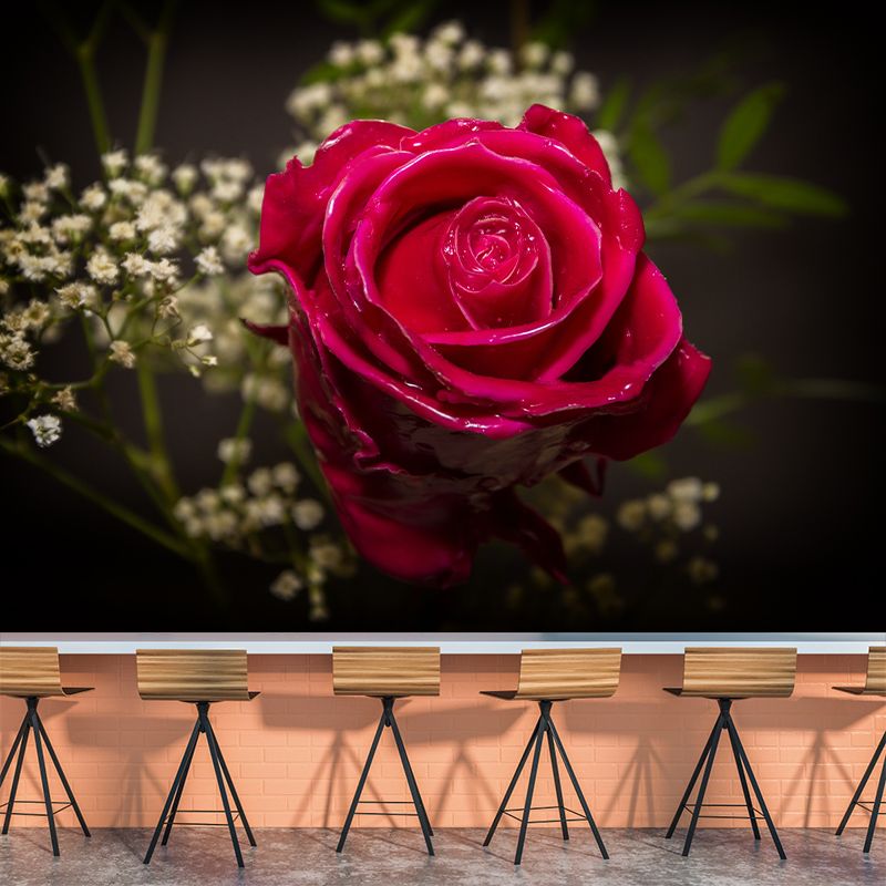 Papier peint mural Rose pour décoration de chambre à coucher, couleur vive pour la décoration de la maison, résistant à l'humidité