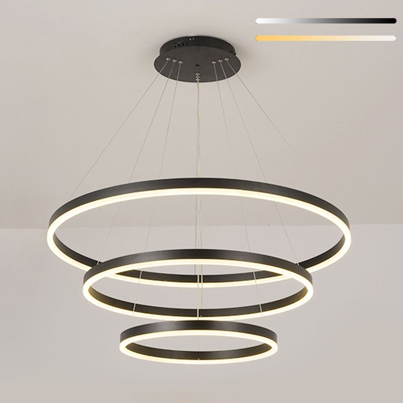 Anillo de 3 luces Luz de techo colgante de lámpara de lámpara de metal de estilo moderno