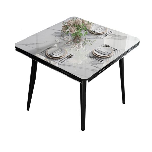 Table à manger de style industriel Table à abattant en pierre frittée avec 4 pieds
