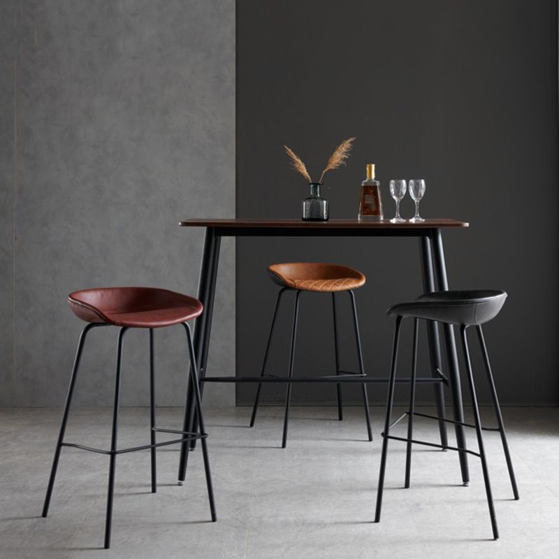 Faux Leather Armless Counter Stool Industrial Bristol Bucket Bar Chair