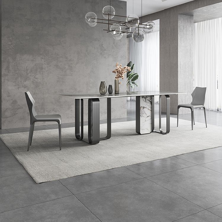 Modern Style Rectangle Sintered Stone Table Set 1/3/4/5 Pieces Dining Set