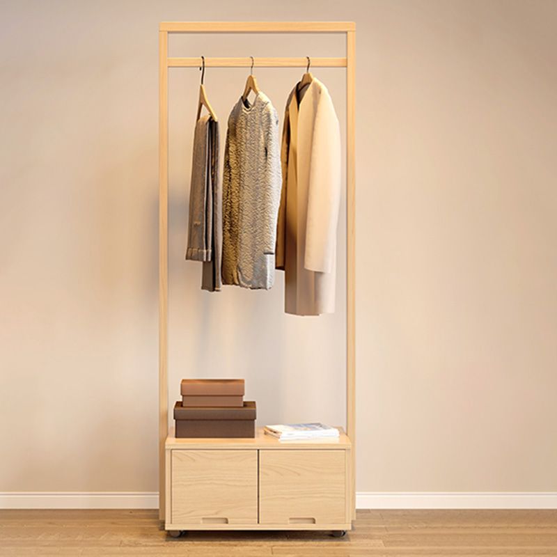 Wooden Open Wardrobe Modern Minimalist Bedroom Wardrobe Armoire with Drawers