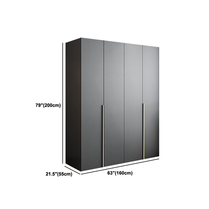 Black Storage Cabinet with Garment Rod Modern Manufactured Wood Cabinet for Bedroom