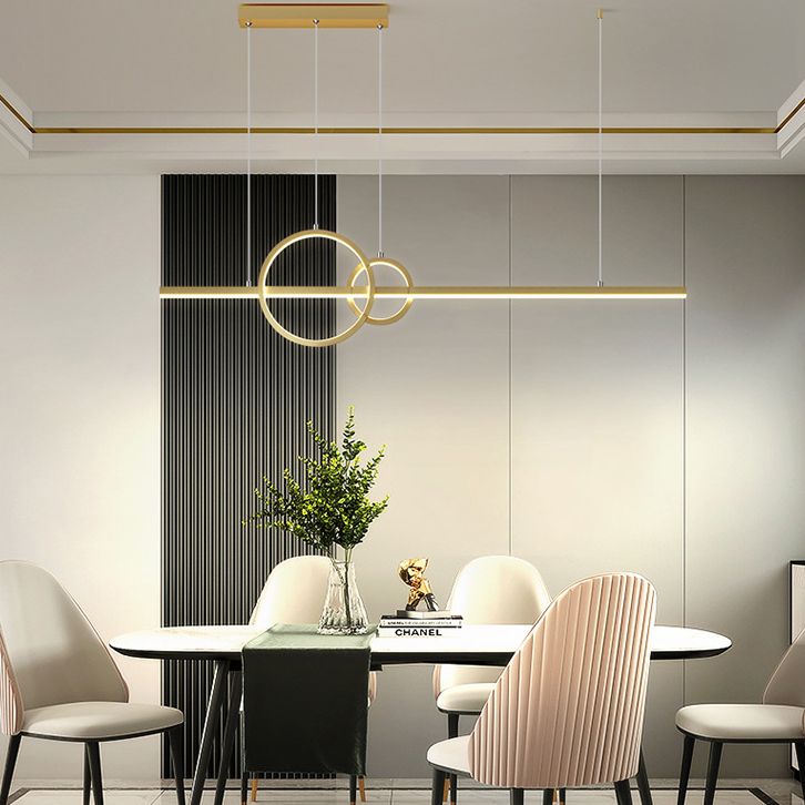 Circle Island Chandelier Lights Contemporary Metallic Chandelier Lighting Fixtures For Dining Table