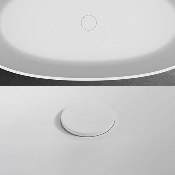 Modern Stone Oval White Bathtub Freestanding Soaking Bath for Bathroom