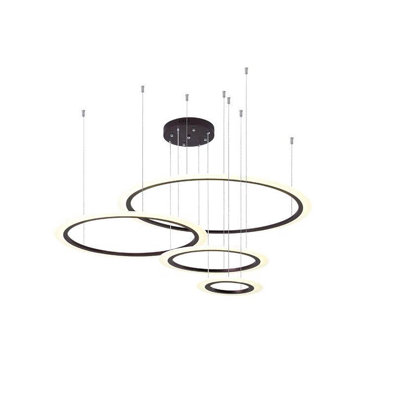 Múltiples anillos accesorios de iluminación de lámparas de araña de araña modernas para comedor