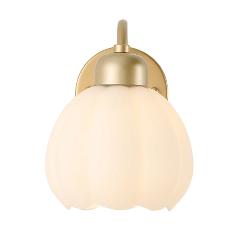 Dome Shape Glass Vanity Light Modern Style 1 Light Vanity Light Fixture in Gold