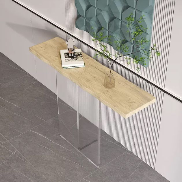 Solid Wood Rectangle Console Table 29.53-inch Tall End Table with Acrylic Leg