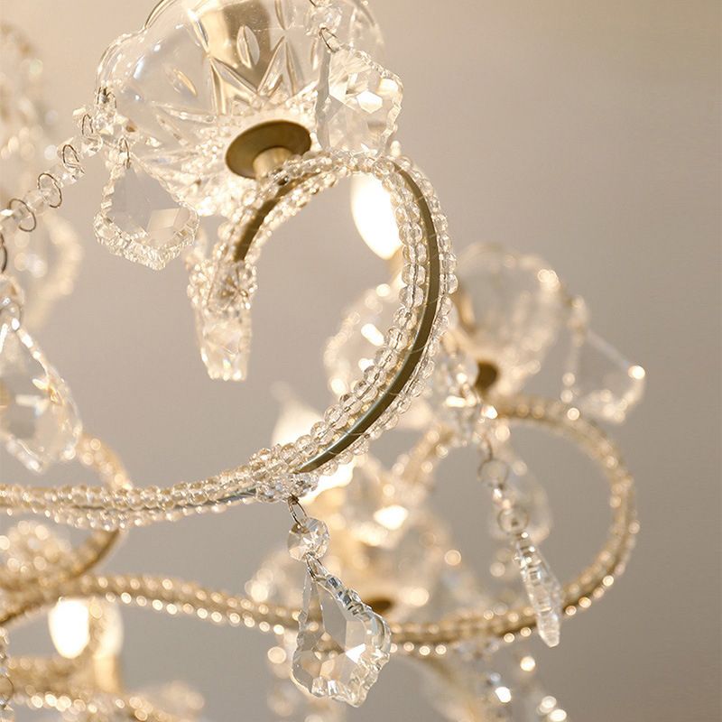 Traditional Hanging Ceiling Lights Gold Crystal Candle Hanging Pendant Lamp