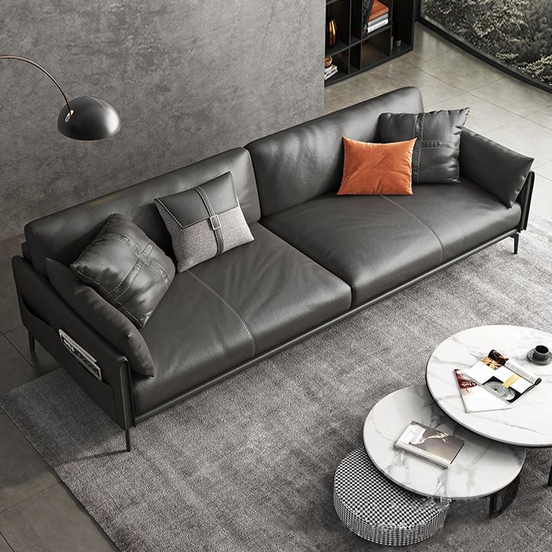 Stain Resistant Bench Seating Leather Standard Cushions Settee Furniture in Grey