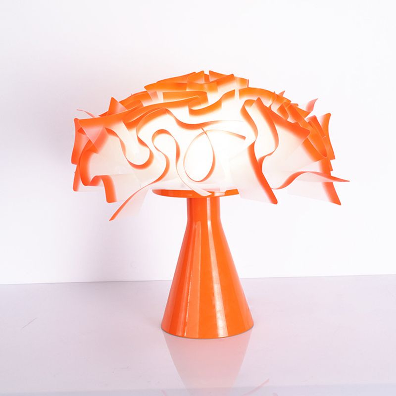 LED Bedroom Table Lighting Modern Orange Nightstand Lamp with Flower Acrylic Shade