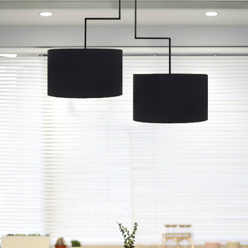 2 lampadine lampadario leggero tradizionale tradizionale tessuto nero/nero appuntamento appiccicoso per sala da pranzo, 23 "/27" di larghezza