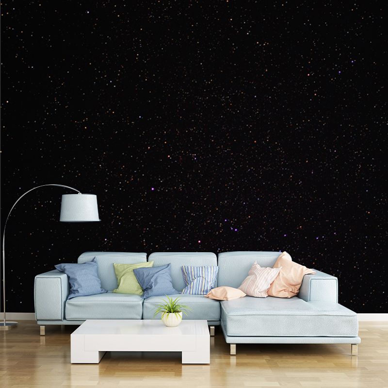 Photo Print Contemporary Mural Black Night and Starry Sky Wall Covering, Optional Size