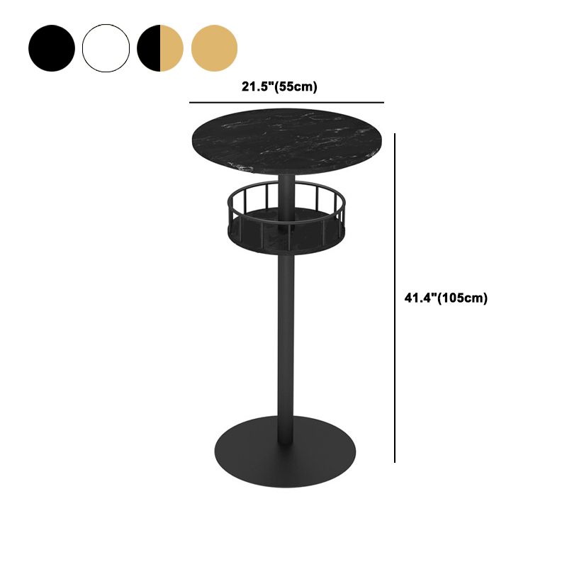 1/3 Pieces Glam Iron Bar Table Set Storage Bistro Set with Faux Marble Top