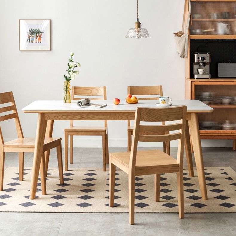 Modern Rectangle Stone Dining Table Ash Legs for Dining Room